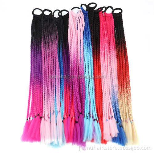 Long Ponytail Box Braid WIth Elastic Band Ponytail Synthetic Hair Extension For Crochet Braiding Hair Wholesale